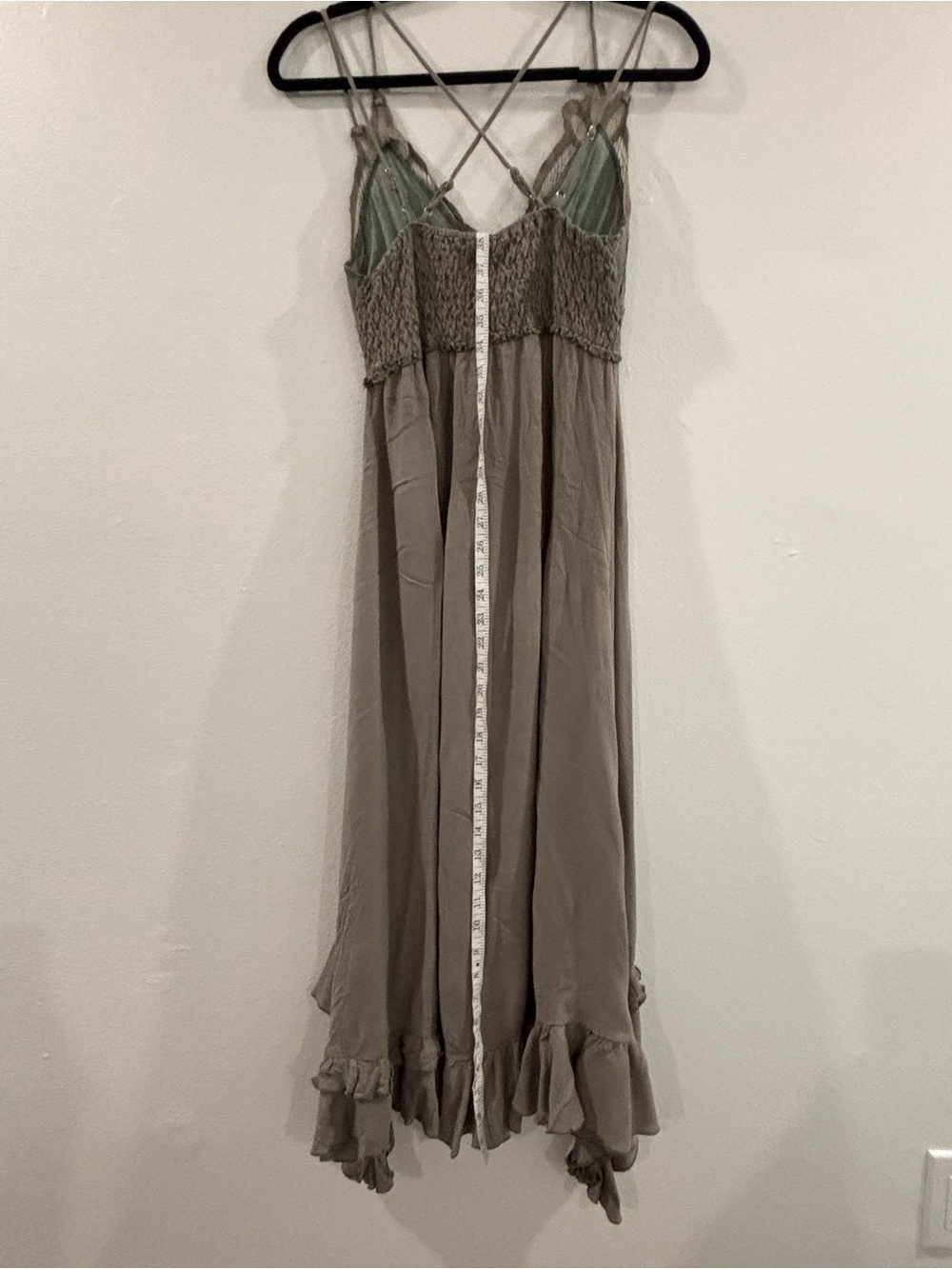 LA MIEL Olive Green Lace-Trim High-Low Slip Dress - Picture 12 of 14